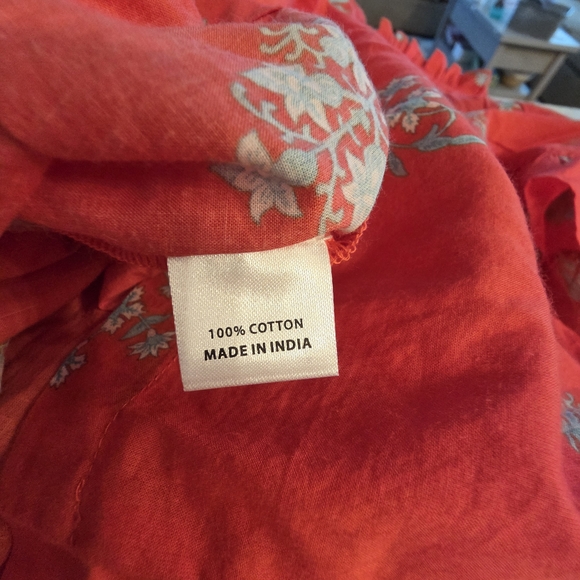 TNUCK BEACH Scarlet Bouquet Blockprint Cassis Top - Picture 5 of 6